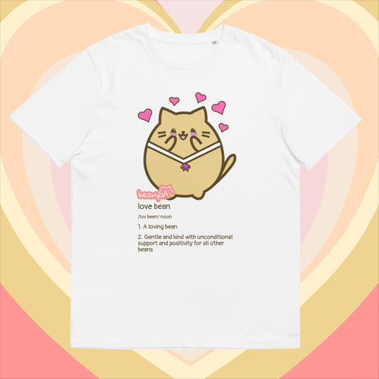 The love bean, unisex organic illustrated cotton t-shirt