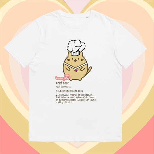 The chef bean, unisex organic illustrated cotton t-shirt